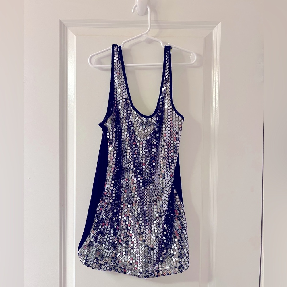 Silver Sequin Tank Top